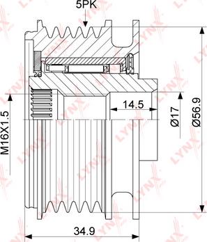 LYNXauto PA-1131 - Ремъчна шайба, генератор vvparts.bg