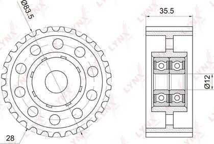 LYNXauto PB-3038 - Паразитна / водеща ролка, зъбен ремък vvparts.bg