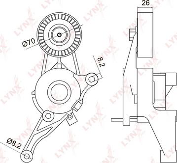 LYNXauto PT-3041 - Ремъчен обтегач, пистов ремък vvparts.bg