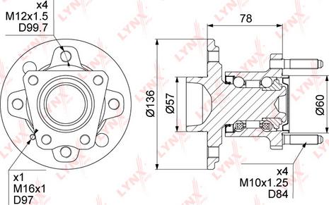 LYNXauto WH-1194 - Комплект колесен лагер vvparts.bg