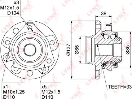 LYNXauto WH-1185 - Комплект колесен лагер vvparts.bg