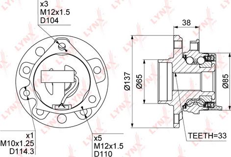 LYNXauto WH-1135 - Комплект колесен лагер vvparts.bg