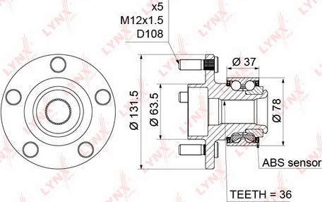 LYNXauto WH-1215 - Комплект колесен лагер vvparts.bg