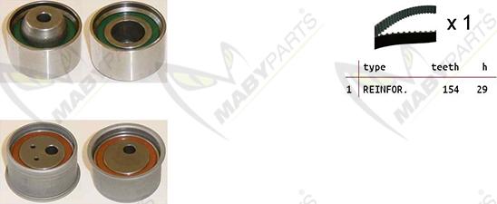 Mabyparts OBK010499 - Комплект ангренажен ремък vvparts.bg