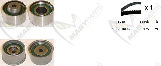 Mabyparts OBK010454 - Комплект ангренажен ремък vvparts.bg