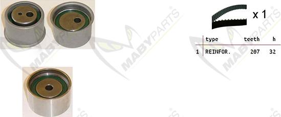 Mabyparts OBK010460 - Комплект ангренажен ремък vvparts.bg