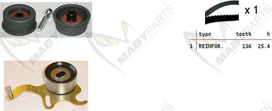 Mabyparts OBK010416 - Комплект ангренажен ремък vvparts.bg