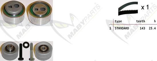 Mabyparts OBK010438 - Комплект ангренажен ремък vvparts.bg