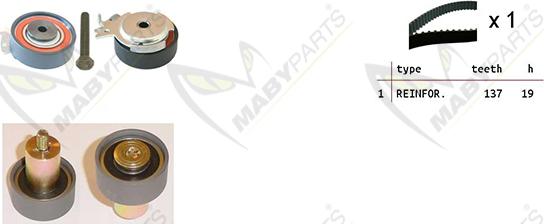 Mabyparts OBK010524 - Комплект ангренажен ремък vvparts.bg