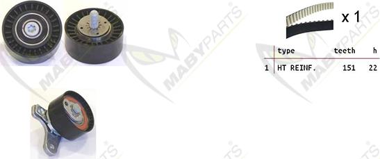 Mabyparts OBK010099 - Комплект ангренажен ремък vvparts.bg