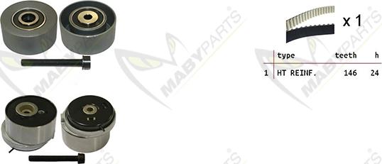 Mabyparts OBK010095 - Комплект ангренажен ремък vvparts.bg