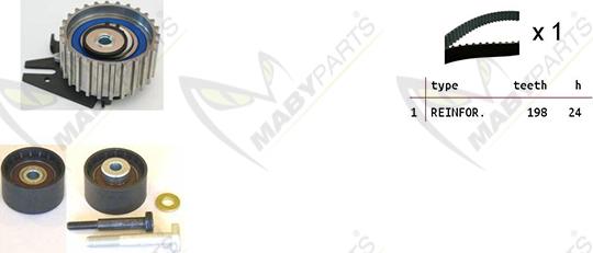 Mabyparts OBK010098 - Комплект ангренажен ремък vvparts.bg