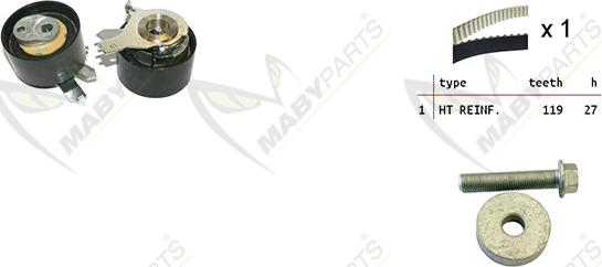 Mabyparts OBK010049 - Комплект ангренажен ремък vvparts.bg