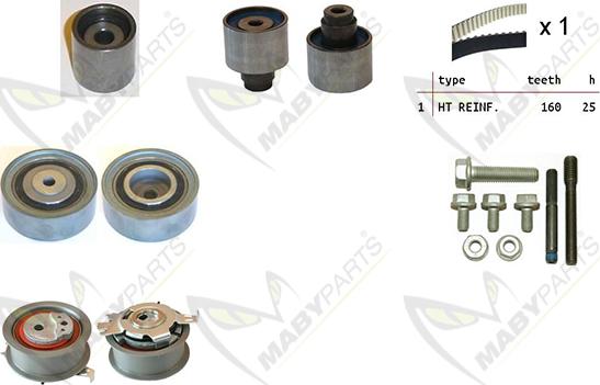 Mabyparts OBK010046 - Комплект ангренажен ремък vvparts.bg