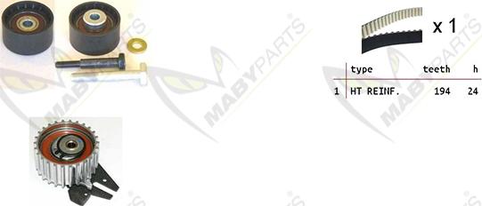 Mabyparts OBK010040 - Комплект ангренажен ремък vvparts.bg