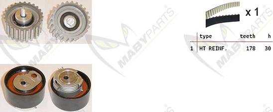 Mabyparts OBK010047 - Комплект ангренажен ремък vvparts.bg