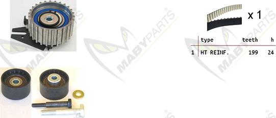 Mabyparts OBK010053 - Комплект ангренажен ремък vvparts.bg