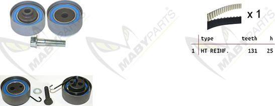 Mabyparts OBK010057 - Комплект ангренажен ремък vvparts.bg