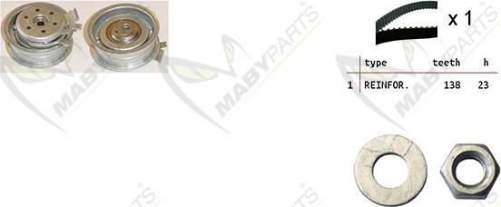 Mabyparts OBK010084 - Комплект ангренажен ремък vvparts.bg