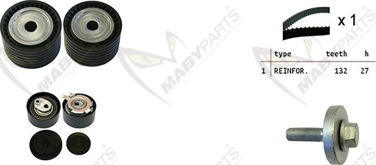 Mabyparts OBK010086 - Комплект ангренажен ремък vvparts.bg