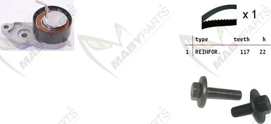 Mabyparts OBK010087 - Комплект ангренажен ремък vvparts.bg