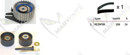 Mabyparts OBK010033 - Комплект ангренажен ремък vvparts.bg