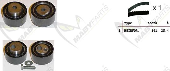Mabyparts OBK010071 - Комплект ангренажен ремък vvparts.bg