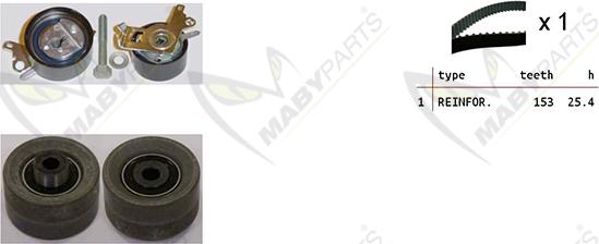 Mabyparts OBK010146 - Комплект ангренажен ремък vvparts.bg
