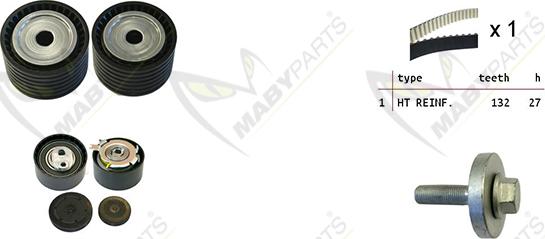 Mabyparts OBK010147 - Комплект ангренажен ремък vvparts.bg