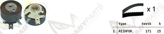 Mabyparts OBK010154 - Комплект ангренажен ремък vvparts.bg