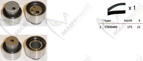 Mabyparts OBK010155 - Комплект ангренажен ремък vvparts.bg