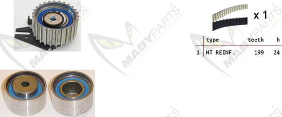 Mabyparts OBK010156 - Комплект ангренажен ремък vvparts.bg