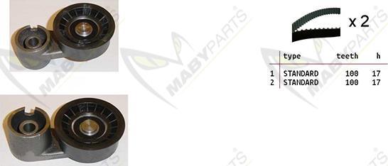 Mabyparts OBK010151 - Комплект ангренажен ремък vvparts.bg