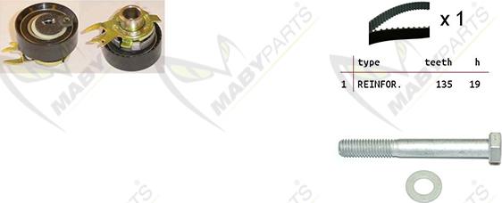 Mabyparts OBK010165 - Комплект ангренажен ремък vvparts.bg