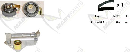 Mabyparts OBK010168 - Комплект ангренажен ремък vvparts.bg