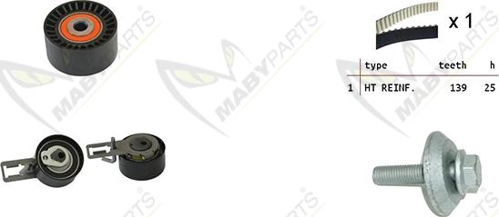 Mabyparts OBK010106 - Комплект ангренажен ремък vvparts.bg