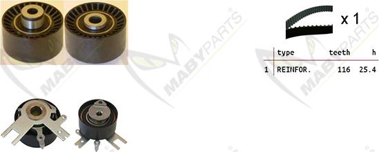 Mabyparts OBK010108 - Комплект ангренажен ремък vvparts.bg