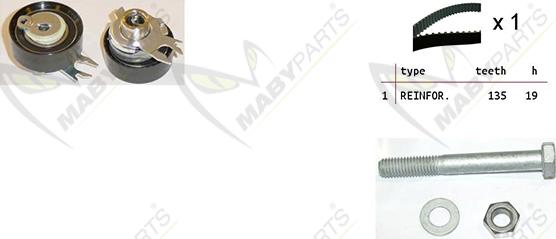 Mabyparts OBK010107 - Комплект ангренажен ремък vvparts.bg