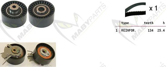 Mabyparts OBK010116 - Комплект ангренажен ремък vvparts.bg