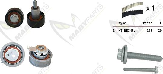 Mabyparts OBK010117 - Комплект ангренажен ремък vvparts.bg