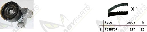 Mabyparts OBK010185 - Комплект ангренажен ремък vvparts.bg