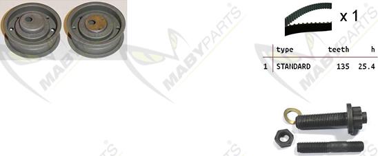 Mabyparts OBK010186 - Комплект ангренажен ремък vvparts.bg