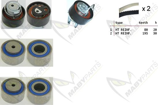 Mabyparts OBK010180 - Комплект ангренажен ремък vvparts.bg