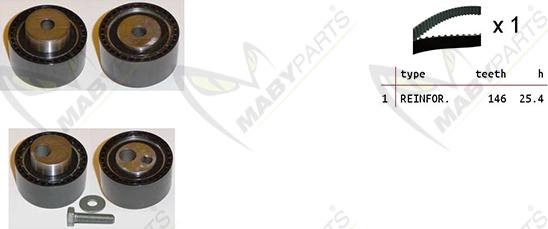 Mabyparts OBK010181 - Комплект ангренажен ремък vvparts.bg