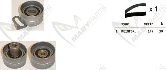 Mabyparts OBK010188 - Комплект ангренажен ремък vvparts.bg