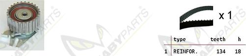 Mabyparts OBK010187 - Комплект ангренажен ремък vvparts.bg