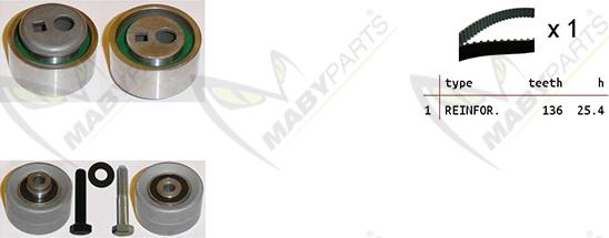 Mabyparts OBK010139 - Комплект ангренажен ремък vvparts.bg