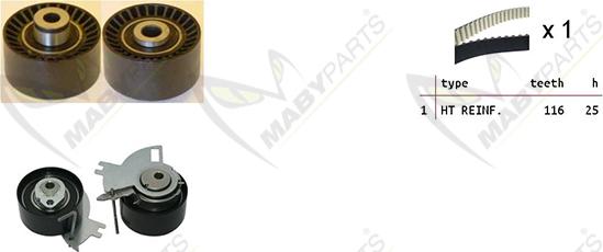 Mabyparts OBK010131 - Комплект ангренажен ремък vvparts.bg