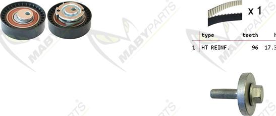 Mabyparts OBK010129 - Комплект ангренажен ремък vvparts.bg