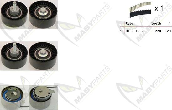 Mabyparts OBK010122 - Комплект ангренажен ремък vvparts.bg